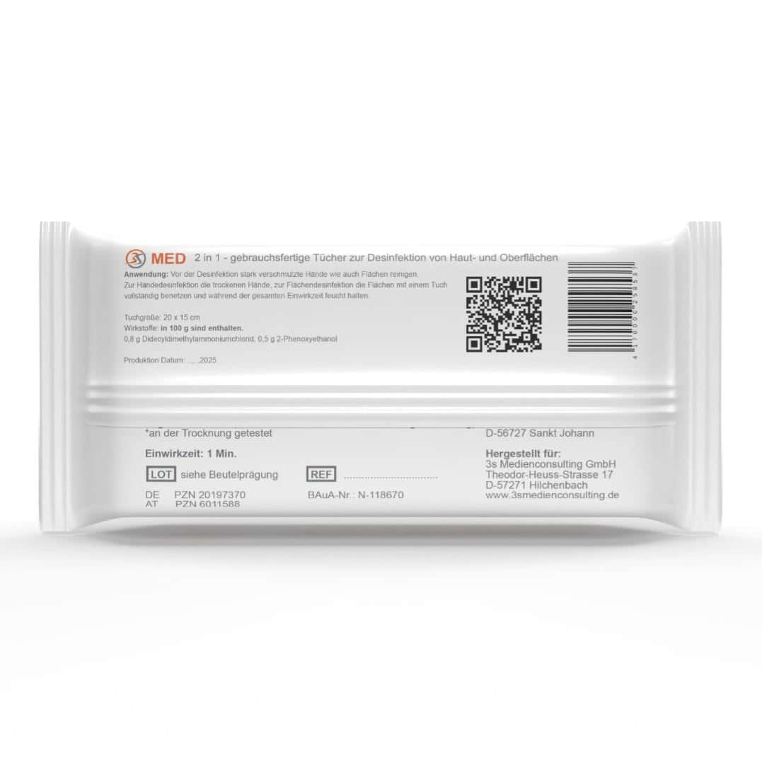 3S MED 2in1 Desinfektions-Feuchttücher